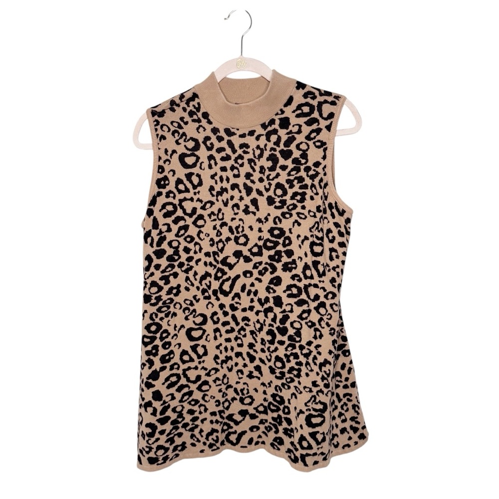 JM COLLECTION MOCK NECK LEOPARD PRINT TUNIC TOP SZ 1X
